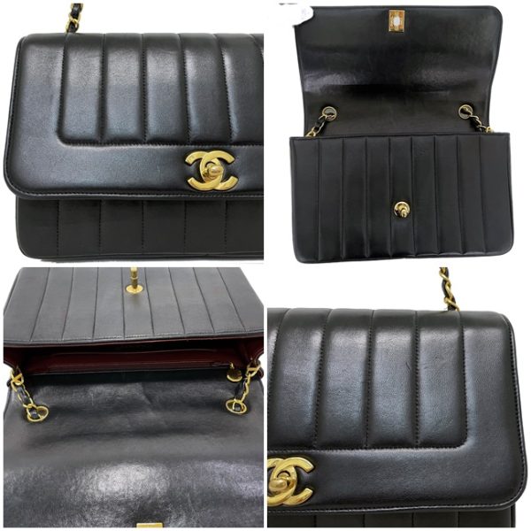 f13508 4 Chanel Chain Shoulder Bag Lambskin Black