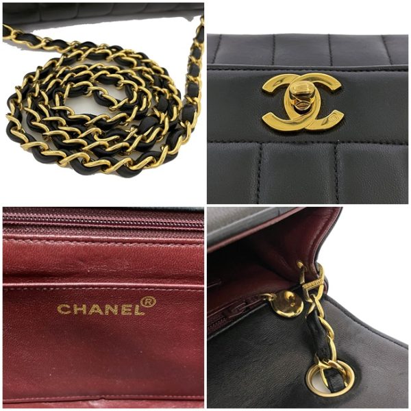 f13508 8 Chanel Chain Shoulder Bag Lambskin Black