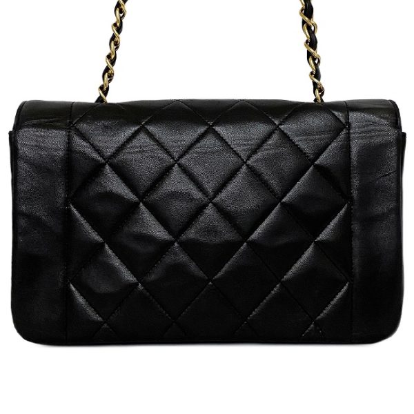 f15227 3 Chanel Diana Chain Shoulder Bag Lambskin Black