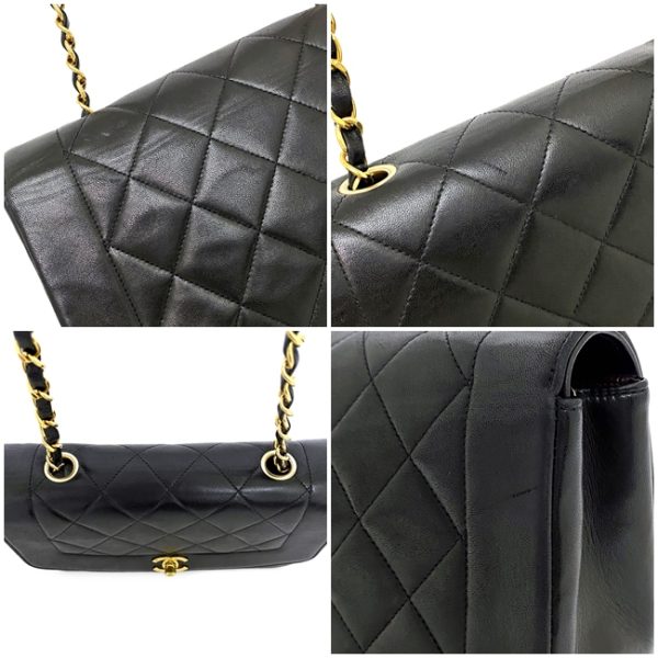 f15227 6 Chanel Diana Chain Shoulder Bag Lambskin Black