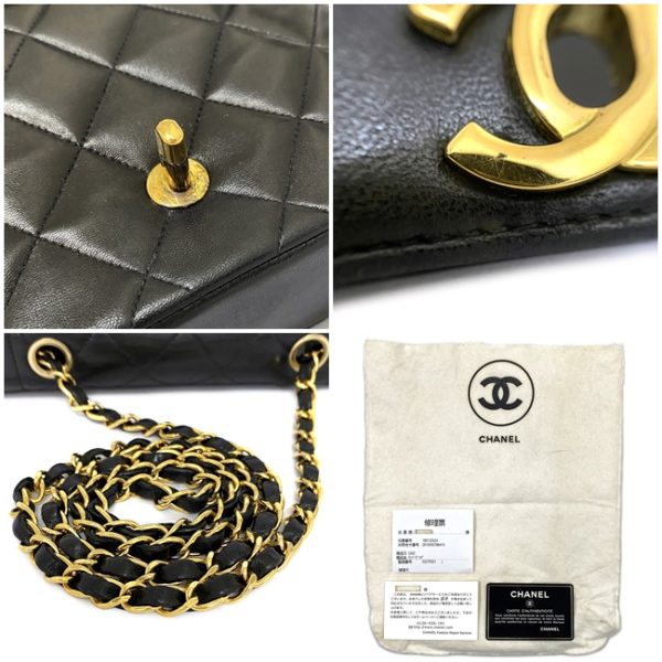 f15227 9 Chanel Diana Chain Shoulder Bag Lambskin Black