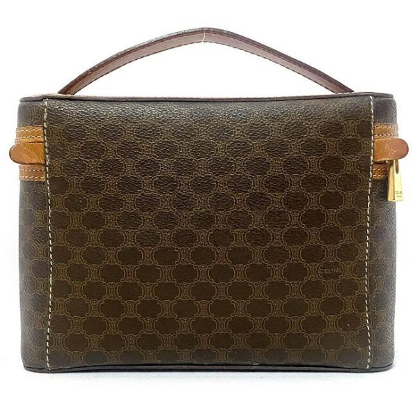 f15913 3 Celine Logo Zipper Macadam Leather Vanity Bag Brown