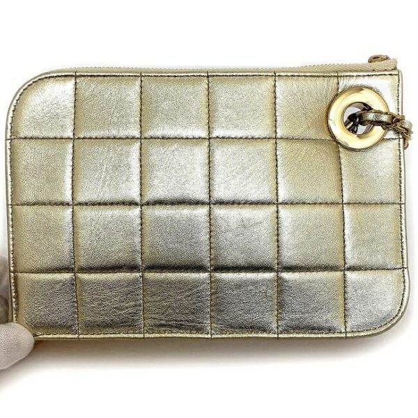 f15944 6 Chanel Clutch Bag Chocolate Bar Leather Gold