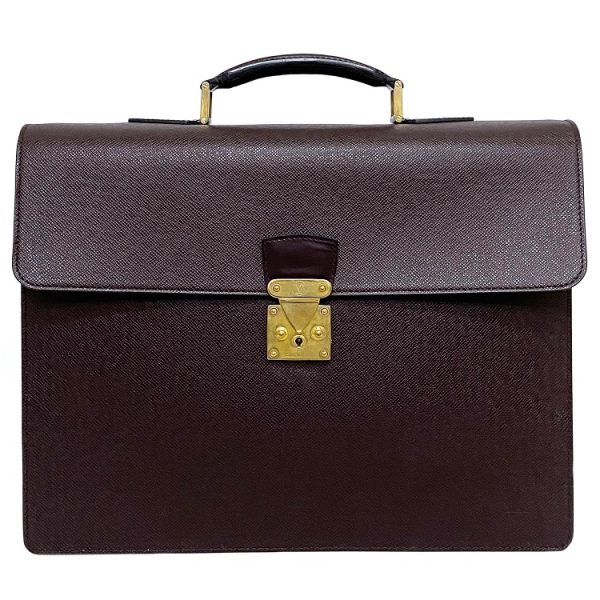 f16165 1 Louis Vuitton Serviette Moscova Briefcase Taiga Bordeaux