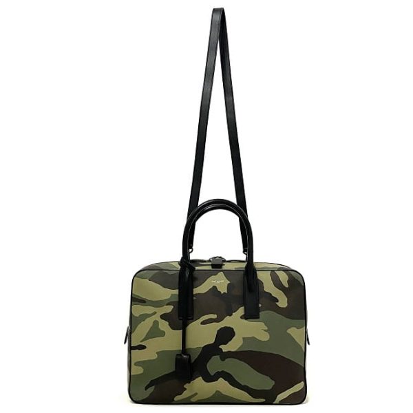 f17082 2 Saint Laurent 2Way Leather Briefcase Camouflage Black