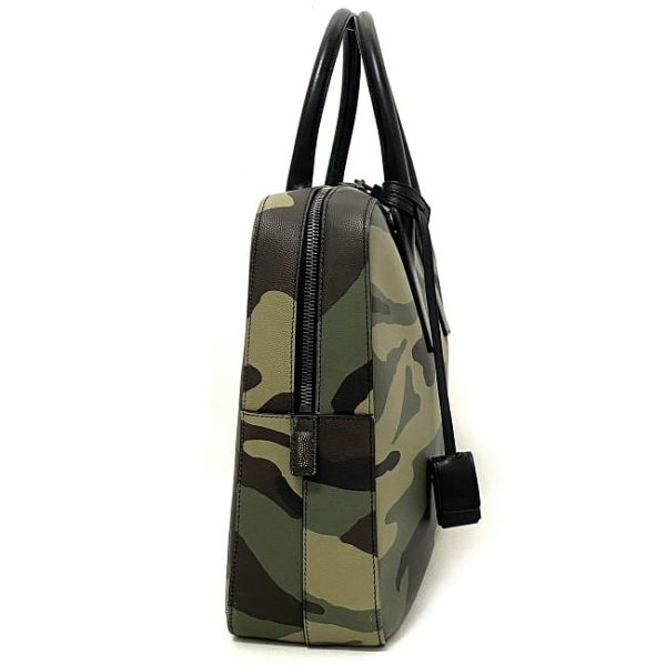 f17082 3 Saint Laurent 2Way Leather Briefcase Camouflage Black