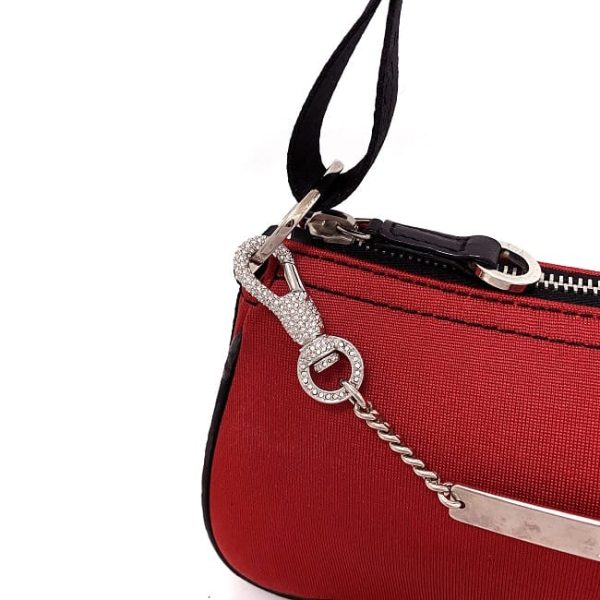 f17144 8 Christian Dior Rhinestone Semi Shoulder Bag Red Black