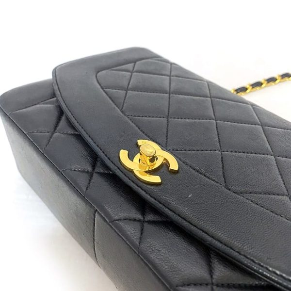 f17268 6 Chanel Diana Chain Shoulder Bag Lambskin Black