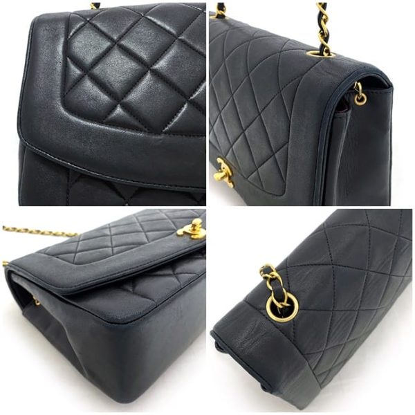 f17268 9 Chanel Diana Chain Shoulder Bag Lambskin Black