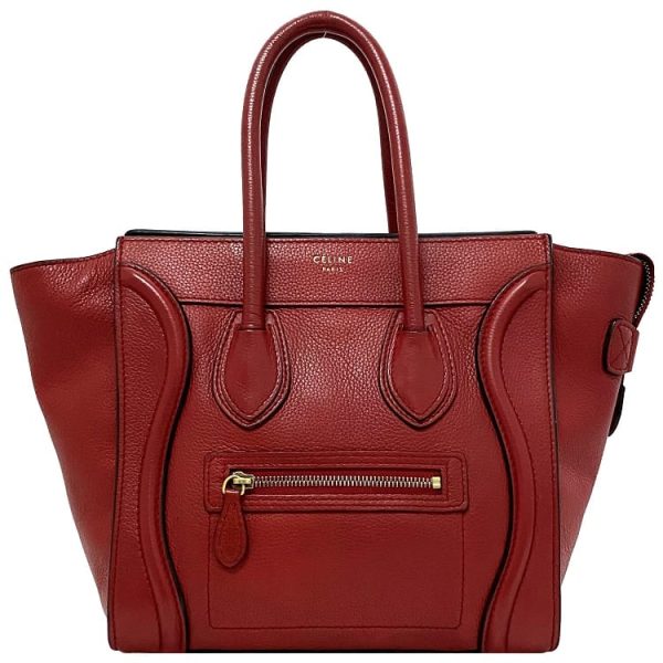 f17623 1 Celine Tote Bag Luggage Micro Shopper Red