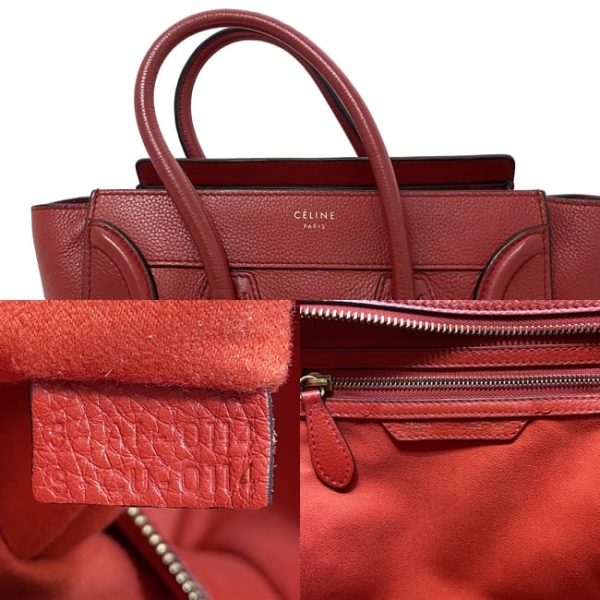 f17623 10 Celine Tote Bag Luggage Micro Shopper Red