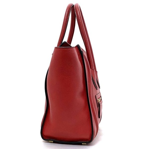 f17623 2 Celine Tote Bag Luggage Micro Shopper Red