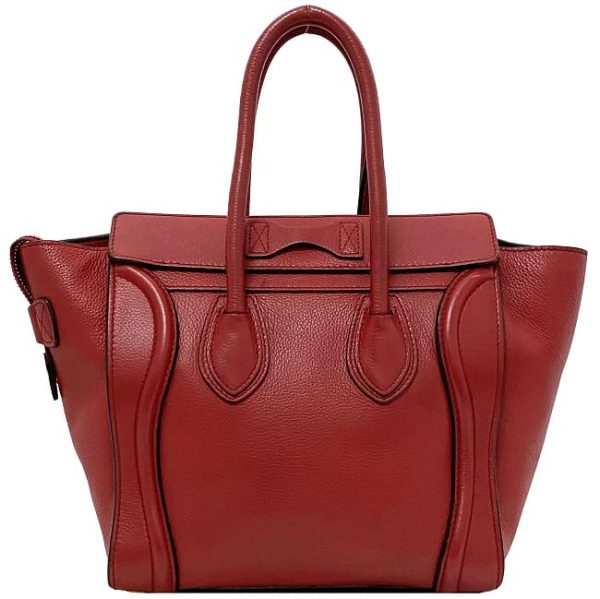 f17623 3 Celine Tote Bag Luggage Micro Shopper Red