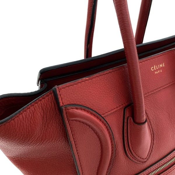 f17623 7 Celine Tote Bag Luggage Micro Shopper Red