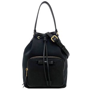 f17714 1 PRADA Leather Shoulder Bag Black