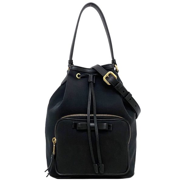 f17714 1 Prada Bucket Bag Jacquard Canvas Black