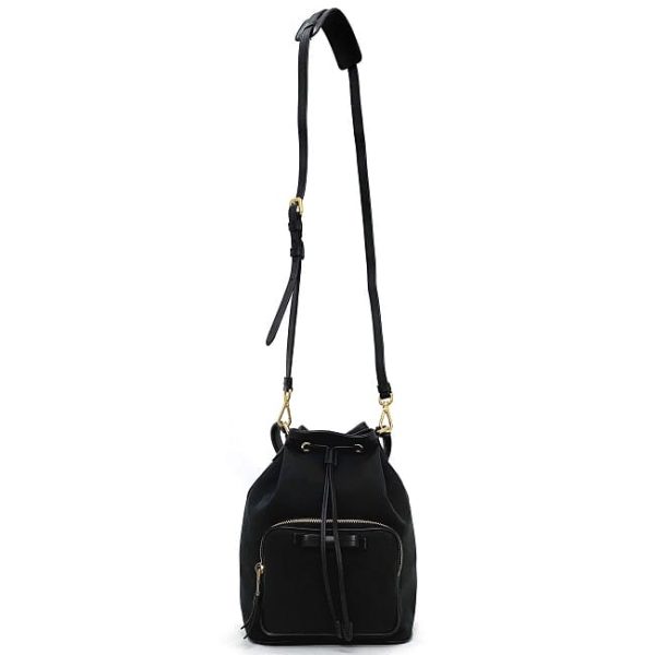 f17714 2 Prada Bucket Bag Jacquard Canvas Black