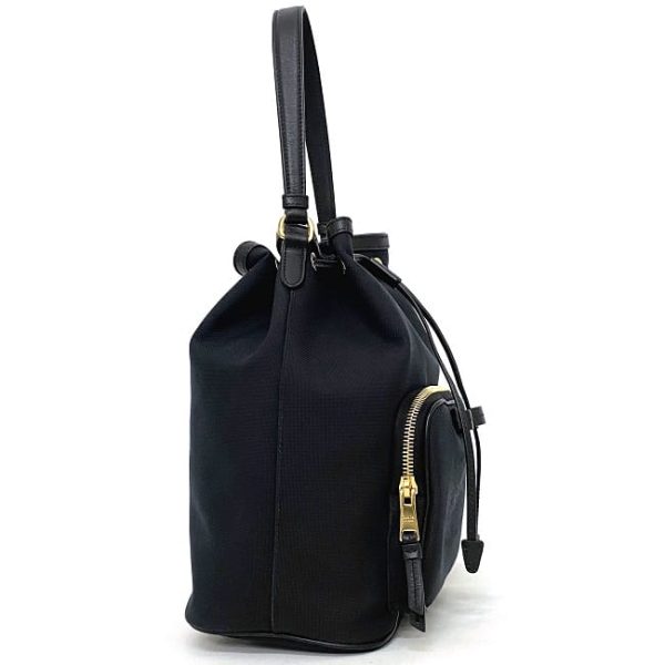 f17714 3 Prada Bucket Bag Jacquard Canvas Black