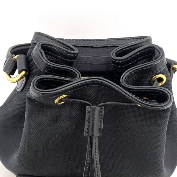 f17714 6 Prada Bucket Bag Jacquard Canvas Black