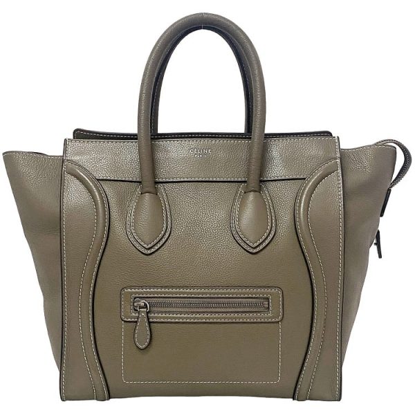 f18223 1 Celine Tote Bag Luggage Mini Shopper Beige Gray