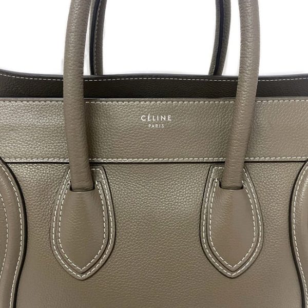 f18223 7 Celine Tote Bag Luggage Mini Shopper Beige Gray