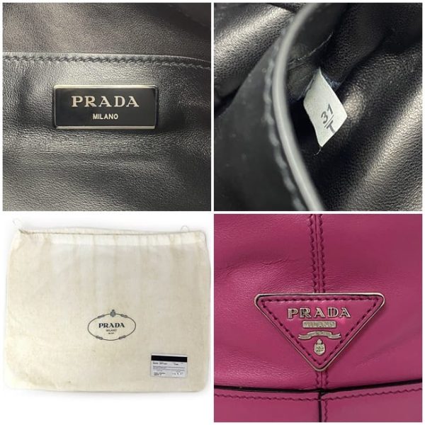 f18231 10 Prada Drawstring Soft Calf Leathe Handbag Pink Fuxia