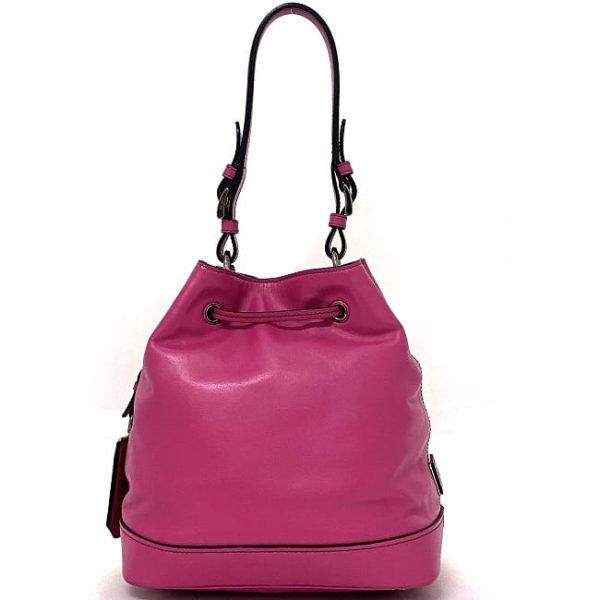 f18231 4 Prada Drawstring Soft Calf Leathe Handbag Pink Fuxia