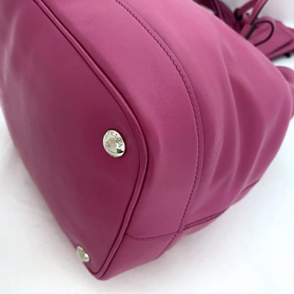 f18231 6 Prada Drawstring Soft Calf Leathe Handbag Pink Fuxia