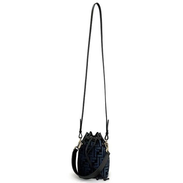 f18244 2 Fendi Mini Montresor Drawstring Bag Suede Black