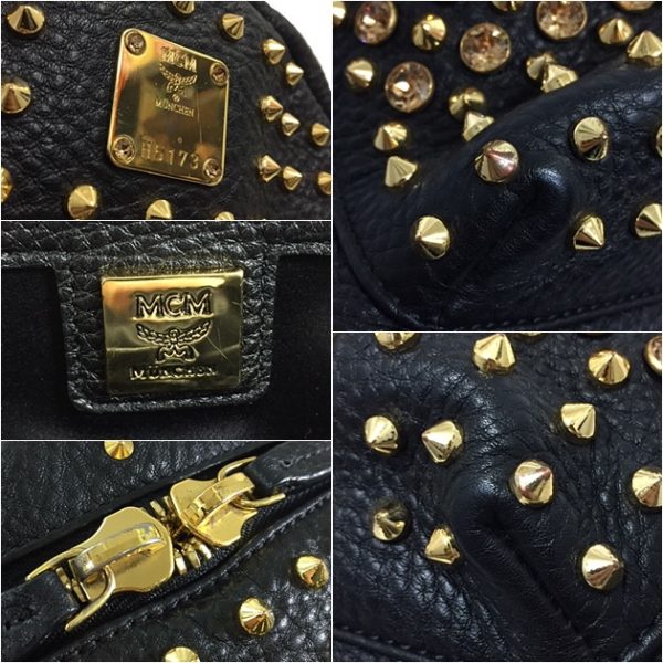 f8393 3 MCM Backpack Leather Black