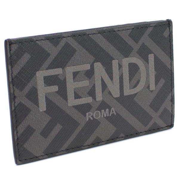 fen7m0328011 1 FENDI Card Case Ff Monogram Leather Black