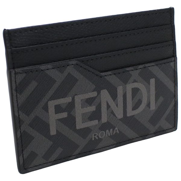 fen7m0333011 1 FENDI Card Case Zucca Pattern Leather Gray