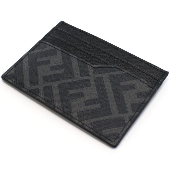 fen7m0333011 4 FENDI Card Case Zucca Pattern Leather Gray