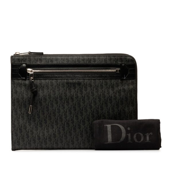 fytd1kxe682kx80q 12 Dior Oblique Pvc Leather Second Clutch Bag Black