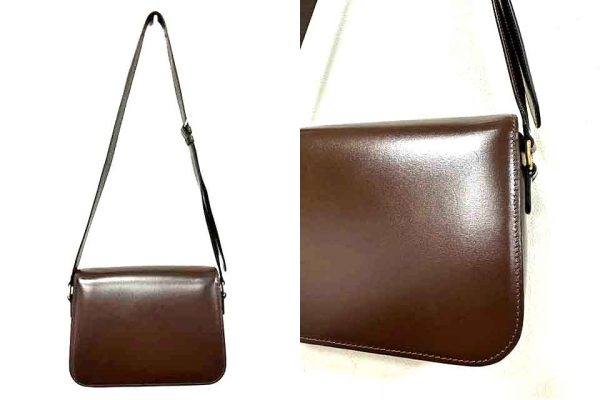 g 0290 2 r24 Celine Shoulder Bag Brown Leather Classic Triomphe Medium