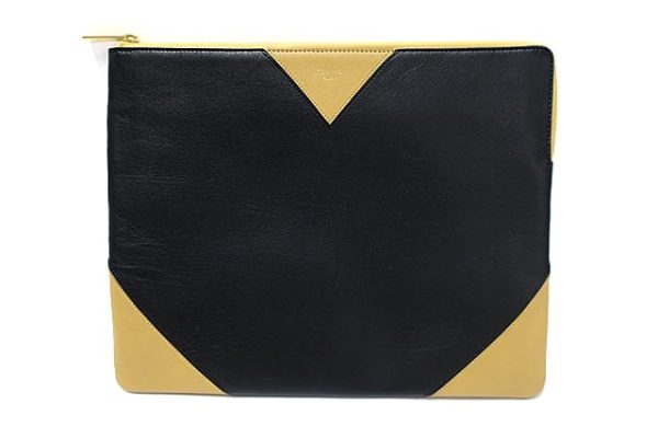 g 0318 1 r28 Celine Clutch Bag Mini Black Beige Bicolor Leather