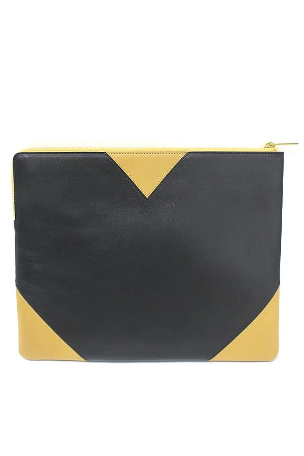 g 0318 2 r28 Celine Clutch Bag Mini Black Beige Bicolor Leather