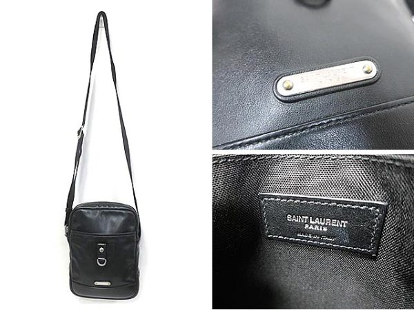 g 0960 3 r26 Saint Laurent Leather Mini Cross Body Bag Black