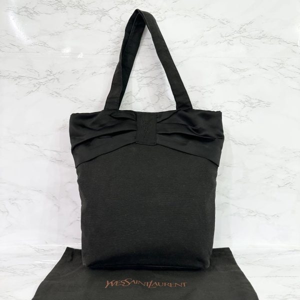 g00308 Saint Laurent Canvas Novelty Parfums YSL Tote Bag Black