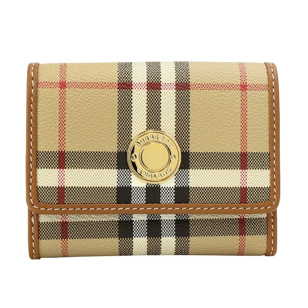 gbb8070415a7026 1 Burberry Trifold Wallet Check Beige Brown