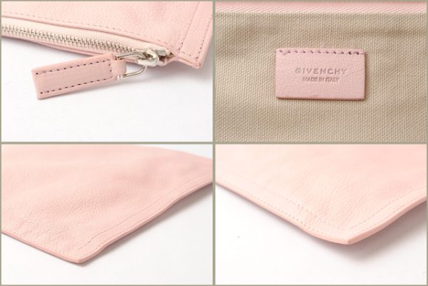 giv 17 003 3 Givenchy Flat Pouch Clutch Bag Light Pink Embossed Leather