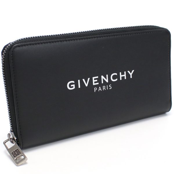 givbk600g011 1 Givenchy Round Zipper Long Wallet Leather Black