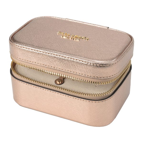 gktk5716650 4 Kate Spade Spencer Metallic Leather Zipped Jewelry Case Pouch Rose Gold