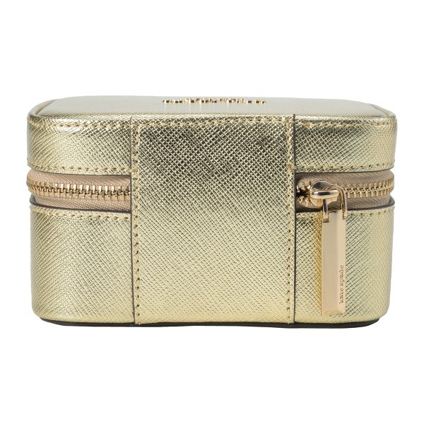 gktk5716700 2 Kate Spade Spencer Metallic Leather Zipped Jewelry Case Pouch Gold