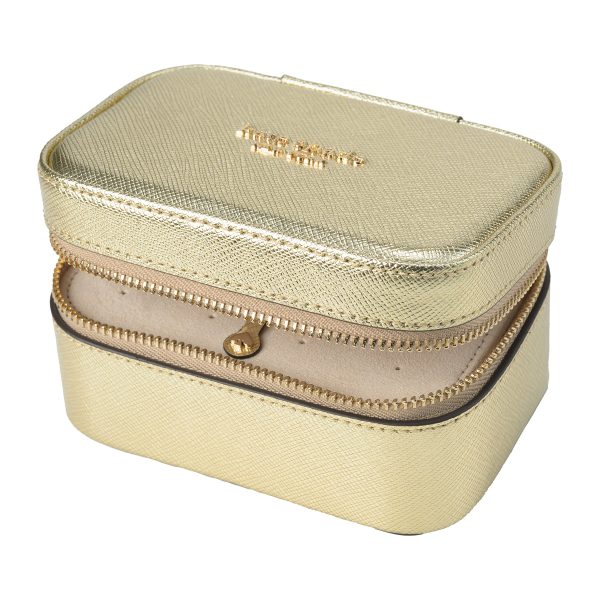 gktk5716700 4 Kate Spade Spencer Metallic Leather Zipped Jewelry Case Pouch Gold