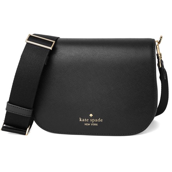 gktkc438001 1 Kate Spade Shoulder Bag Madison Saffiano Leather Saddle Bag Black