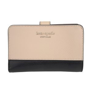 gktpwr00279195 1 Kate Spade Spencer Compact Leather Bi fold Wallet Biege