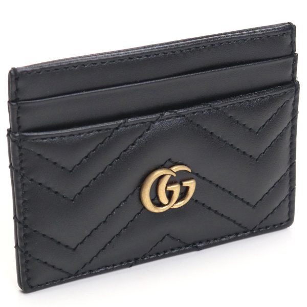 guc443127021 1 GUCCI GG MARMONT 20 Card Case Leather Black