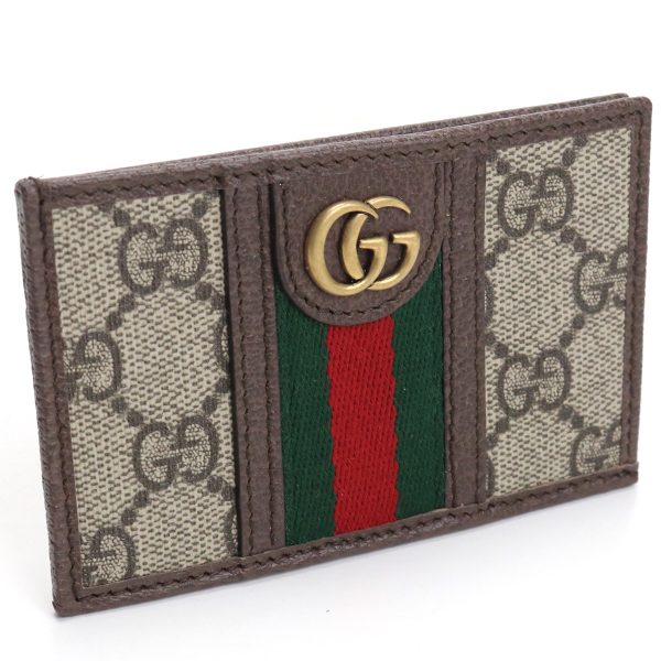 guc597617011 1 GUCCI OPHIDIA Card Case GG Supreme Nylon Brown