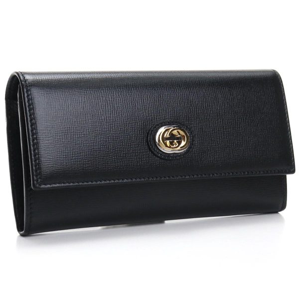 guc598531011 1 GUCCI MARINA Long Fold Coin Purse Leather Black